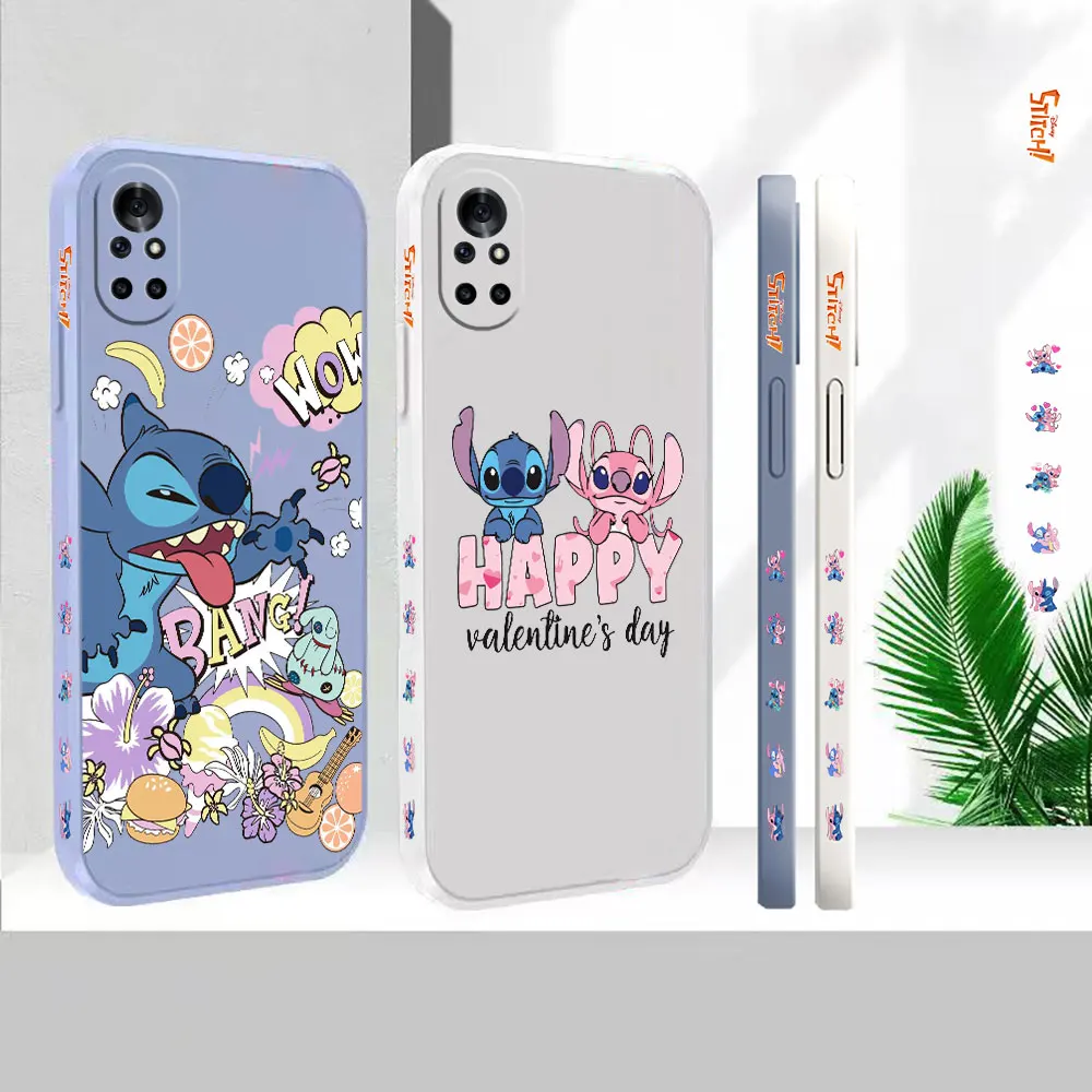 Liquido Per Huawei Nova 10 10Se 9Se 8 8Se 7 7Se 6 6Se 5 5I 4 3 3I 2S 2 Pro Plus 5G Cover Lilo & Stitch Angel Cartoon Case Funda