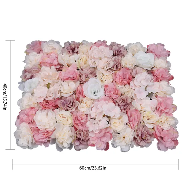 12pcs Premium Silk Flower Artificial Hydrangea Rose Flower Wall Panel Bouquet Floral Home Decor Panel Backdrop Wedding Party 6