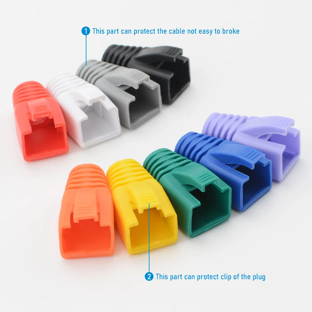 50pcs OD7.0 케이블 커넥터 플러그 커버 CAT6 CAT7 RJ45 이더넷 네트워크 케이블 10 색 스트레인 릴리프 부츠