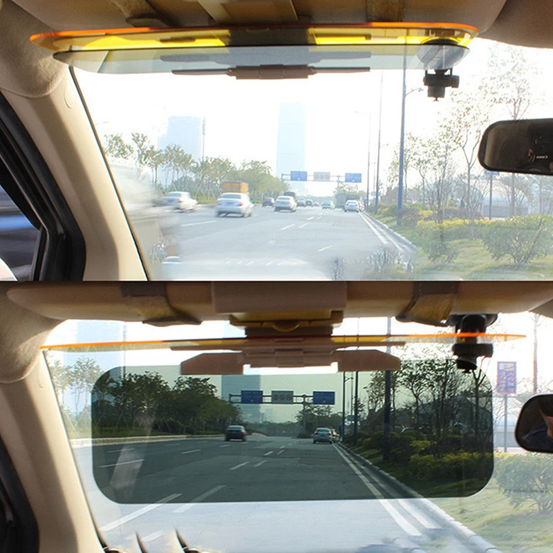 2 In 1 Car Sun Visor Polarized Sunshade Plate Clear Anti-Dazzle Car Day-night Mirror Adjustable Windshield Accessorie sun visor mounting clip