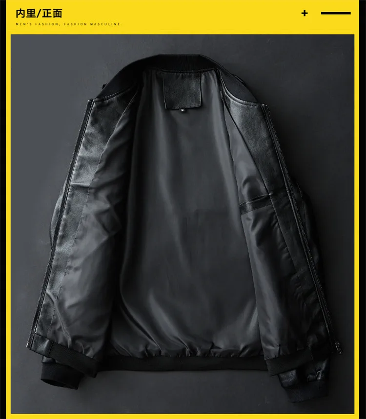 Men's PU Leather Jacket New Spring and Autumn Men's Business Casual Solid Color Classic Top Men's Standing Collar Slim Fit Coat