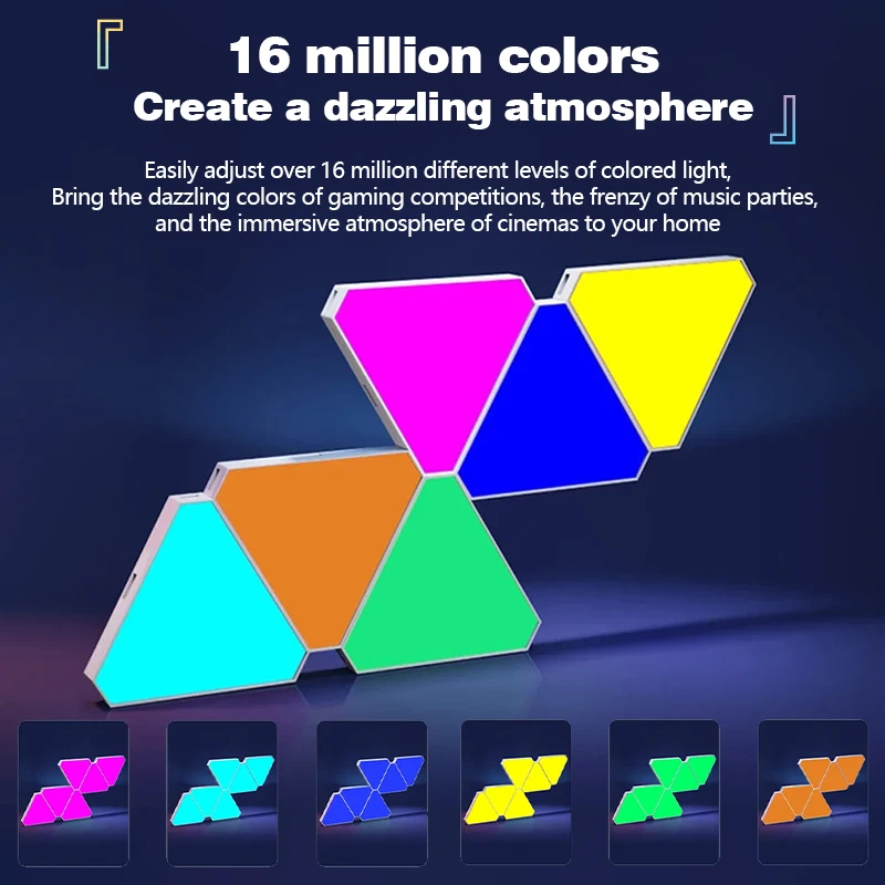 LED Triangular Quantum Lamp RGB Smart Tuya APP Sound Pickup Rhythm Atmosphere Light Game Room Bedroom Bedside Decor Wall Lamp led wall lamp wall sconces light wall lamp