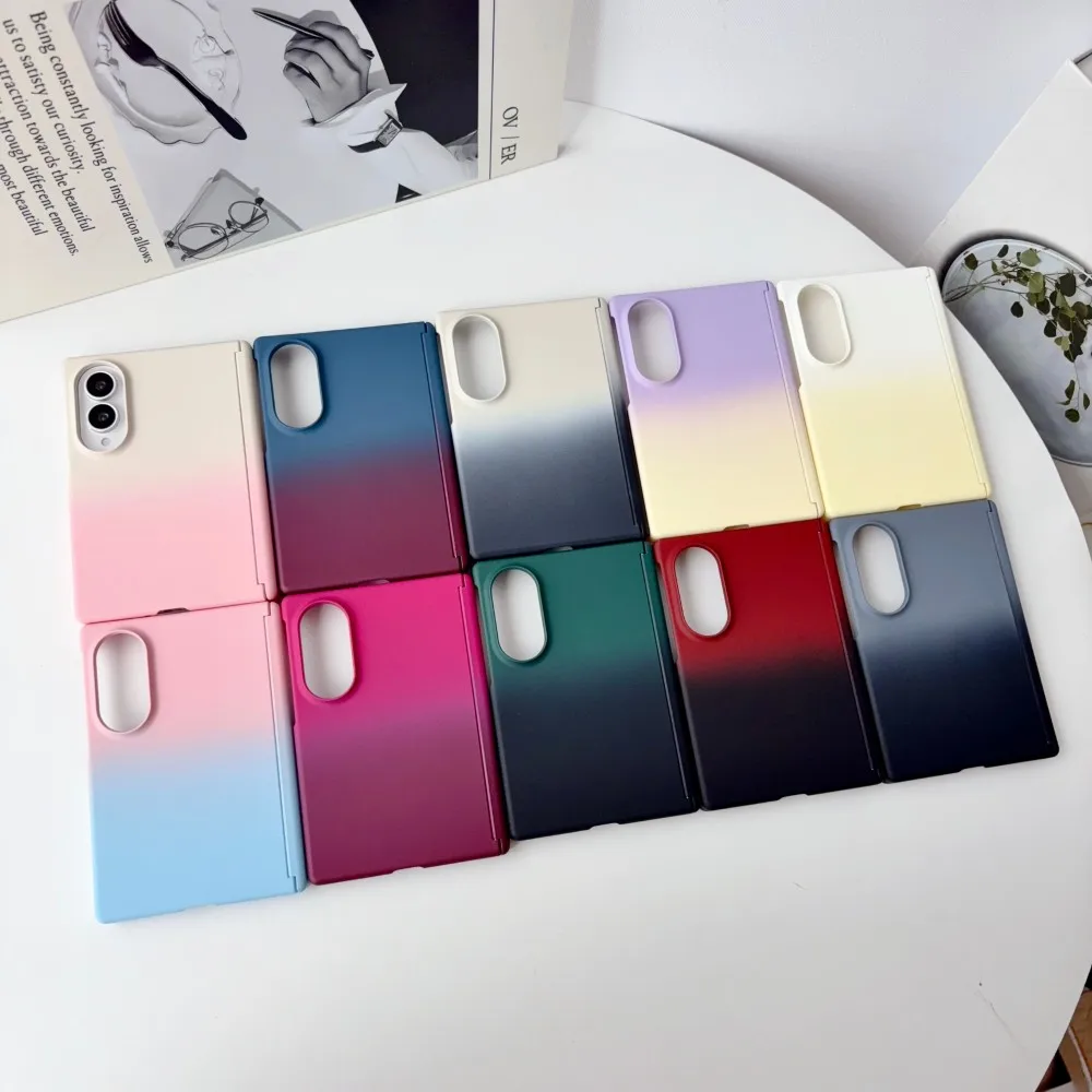 Wide Gradient Dual Color Phone Case with Axis Hinge Protection - Shockproof Hard Shell Back Cover