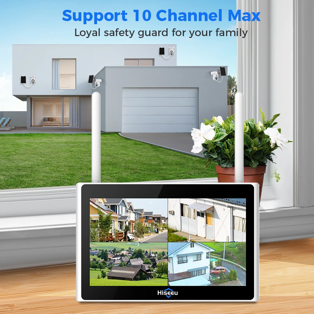 Hiseeu-طقم نظام مراقبة لاسلكية خارجية ، مجموعة كام...