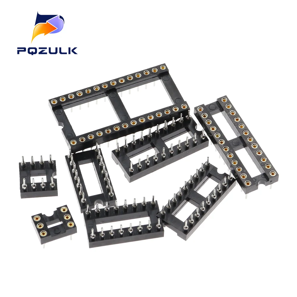 10PCS IC Socket 6 8 14 16 20 24 28 32 40 Pin 2.54MM Pin Pitch MCU Socket Chip Base Ic Sockets Slot