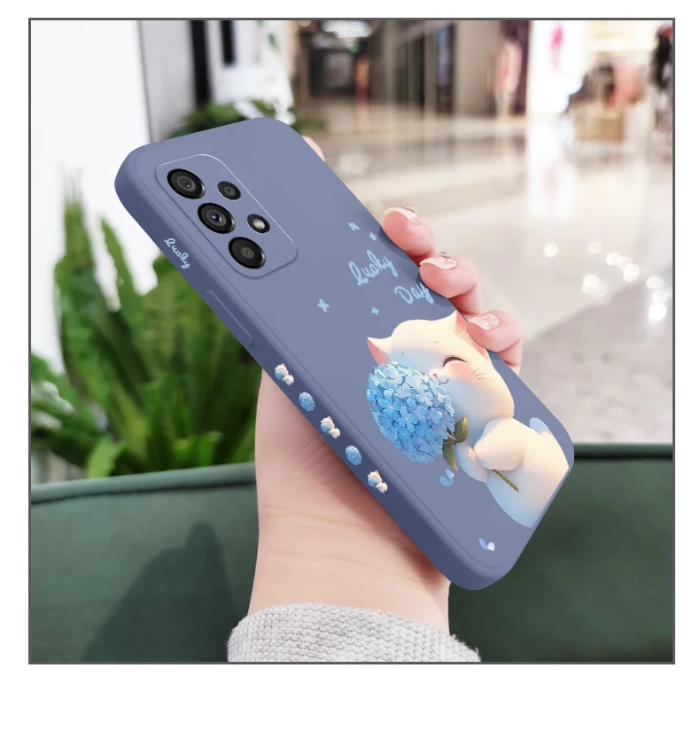 Blaue Seidenkatze Hülle für Samsung Galaxy A73 A53 A33 A23 A13 A03 A72 A52 A52S A32 A22 A12 A02 A02S A71 A51 A31 A21S 4G 5G Abdeckung – Detail 10
