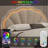 Upholstered Smart LED Bed Frame with Adjustable Chic Petal Headboard, Soft Princess Size Platform Bed Frame for  bedframe 4