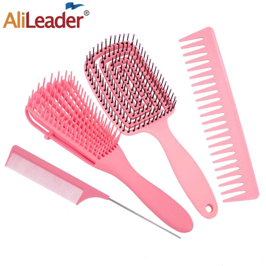 Detangling Brush 4 Pieces Hair Brush Set For Afro Curly Coily Long Hair
