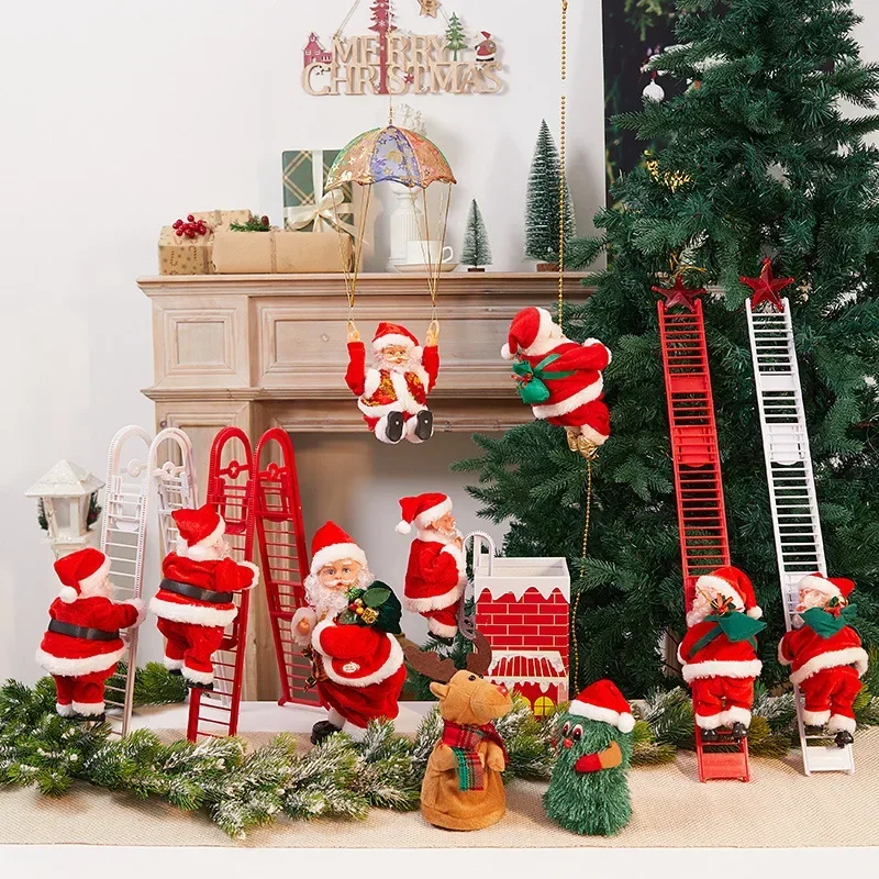 

2024 Santa Claus Climbing Ladder Electric Santa Claus Doll Christmas Tree Hanging Ornament Outdoor Indoor Door Wall Decoration