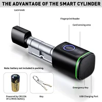 Keyless Smart Cylinder Lock with Tuya Smartlife App RFID NFC IC Card Pin Code/ Fingerprint Mechanical Key Unlock support Gateway - Image 6