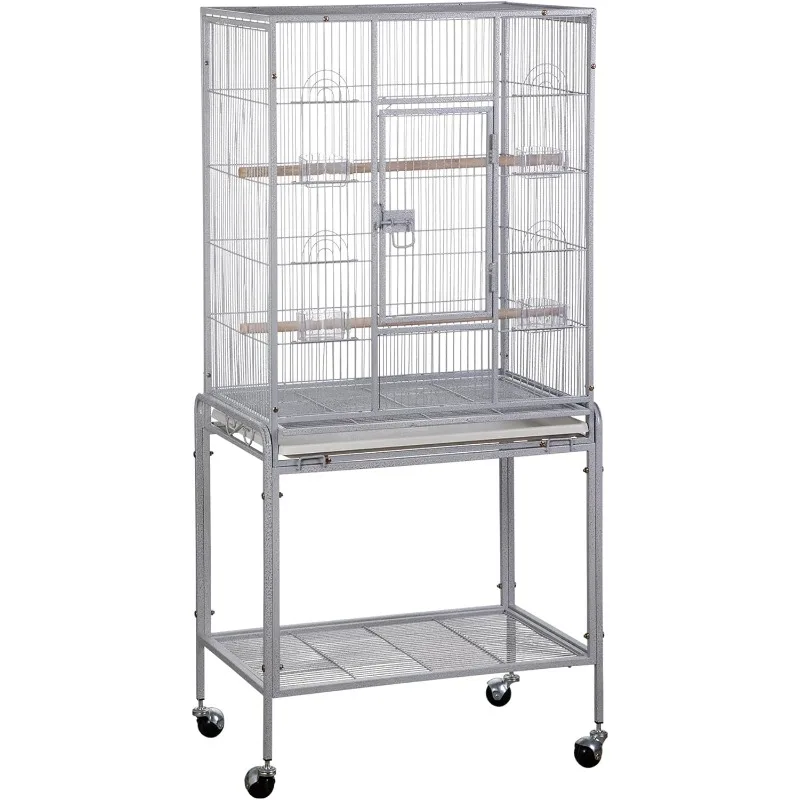 

53-Inch Large Wrought Iron Bird Cage with Stand and Perch for Parrots, Cockatiels, Parakeets, and Macaws