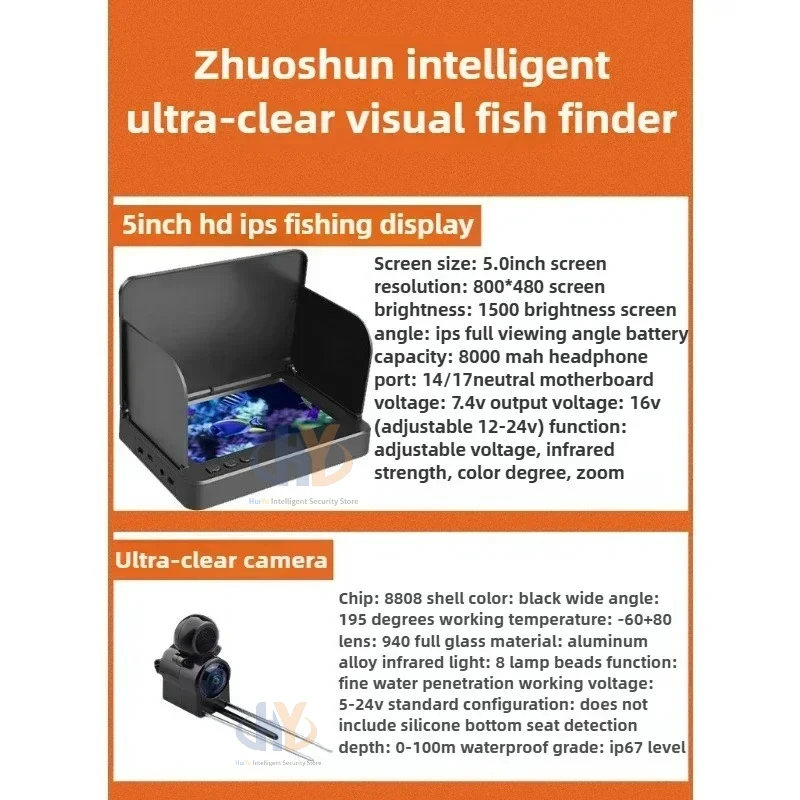 Caméra de pêche sous-marine étanche vision nocturne - Affichage ultra-clair pour observation des poissons en direct