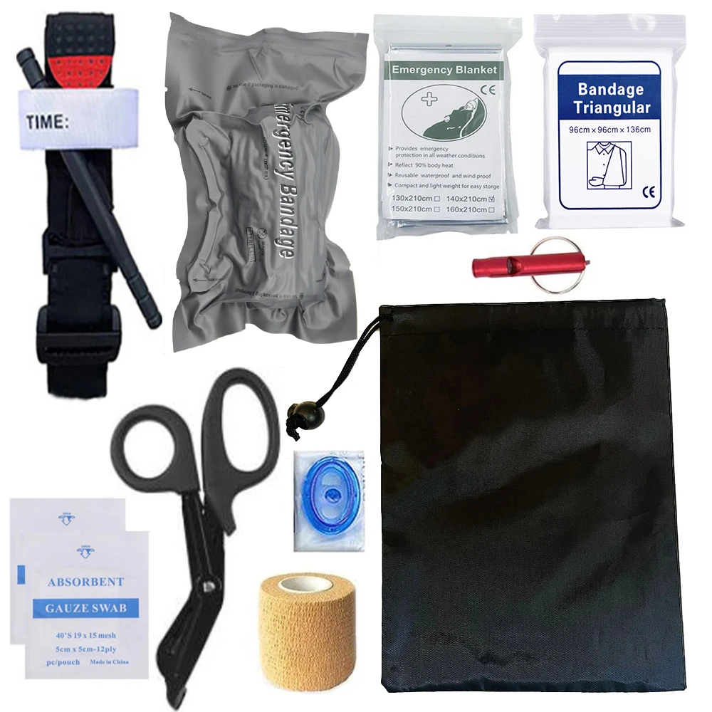 

Trauma Hemostasis Tool Israel Bandage CAT Tourniquet Scissors Survival First Aid kit Camping Disaster Tactical Survival kit