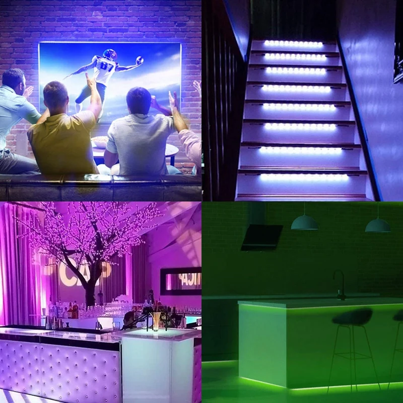 RGB LED 스트립 라이트 3528 600LED 유연한 LED 라이트 스트립, 할로윈 크리스마스용, 44 키 리모컨 포함, 10M
