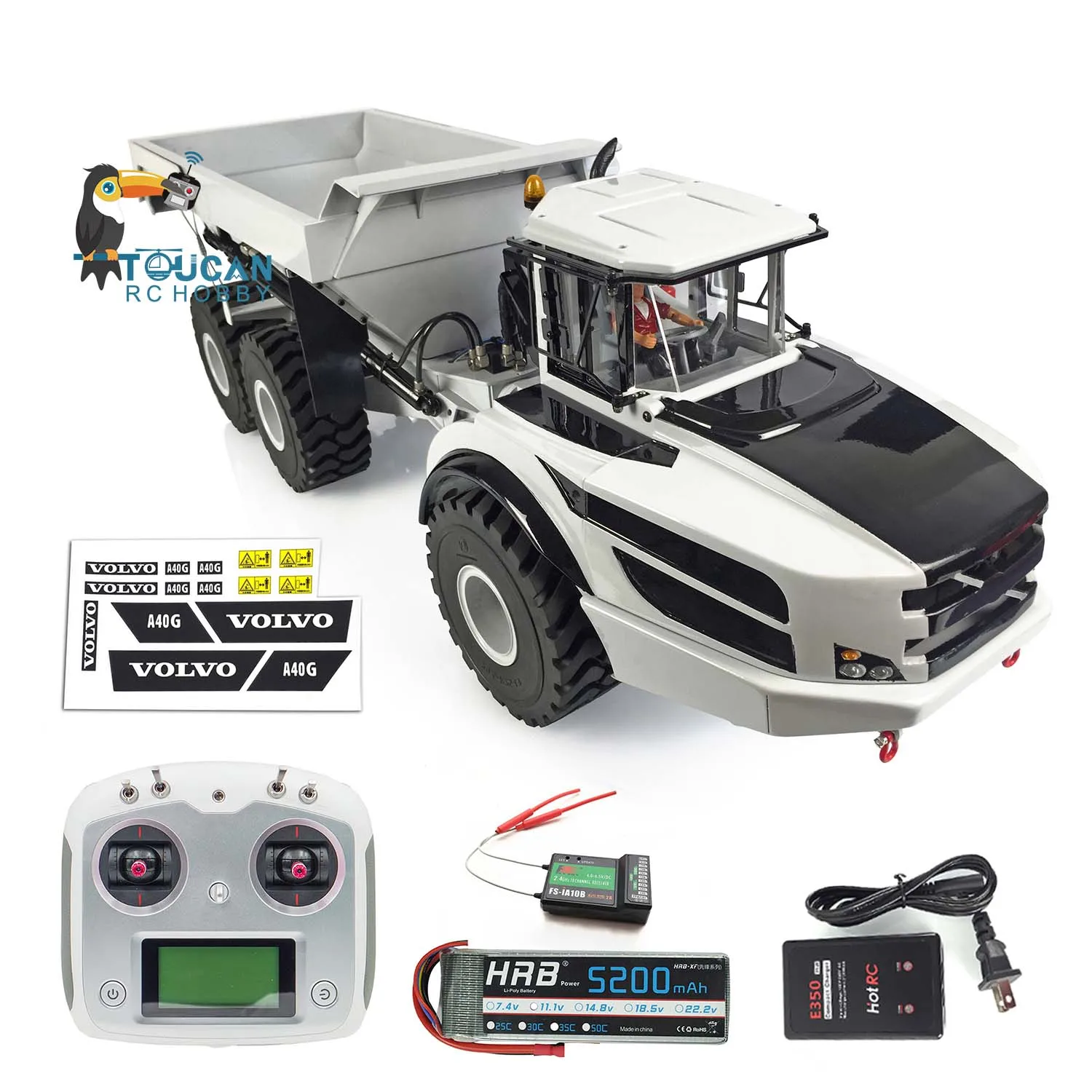 Xdrc A40G 1/14 Metallo Idraulico 6*6 Rc Articolato Camion Rtr Dumper Modello Motore Esc Luce Suono Telecomando Batteria Thzh1289