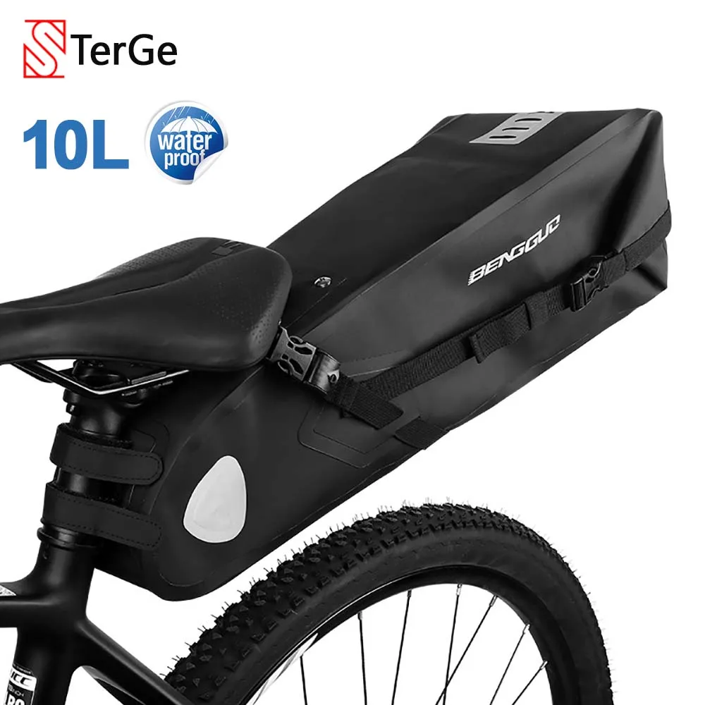 BikeSaddleBag10LLargeCapacityWaterproofPULeatherRoadBicycle