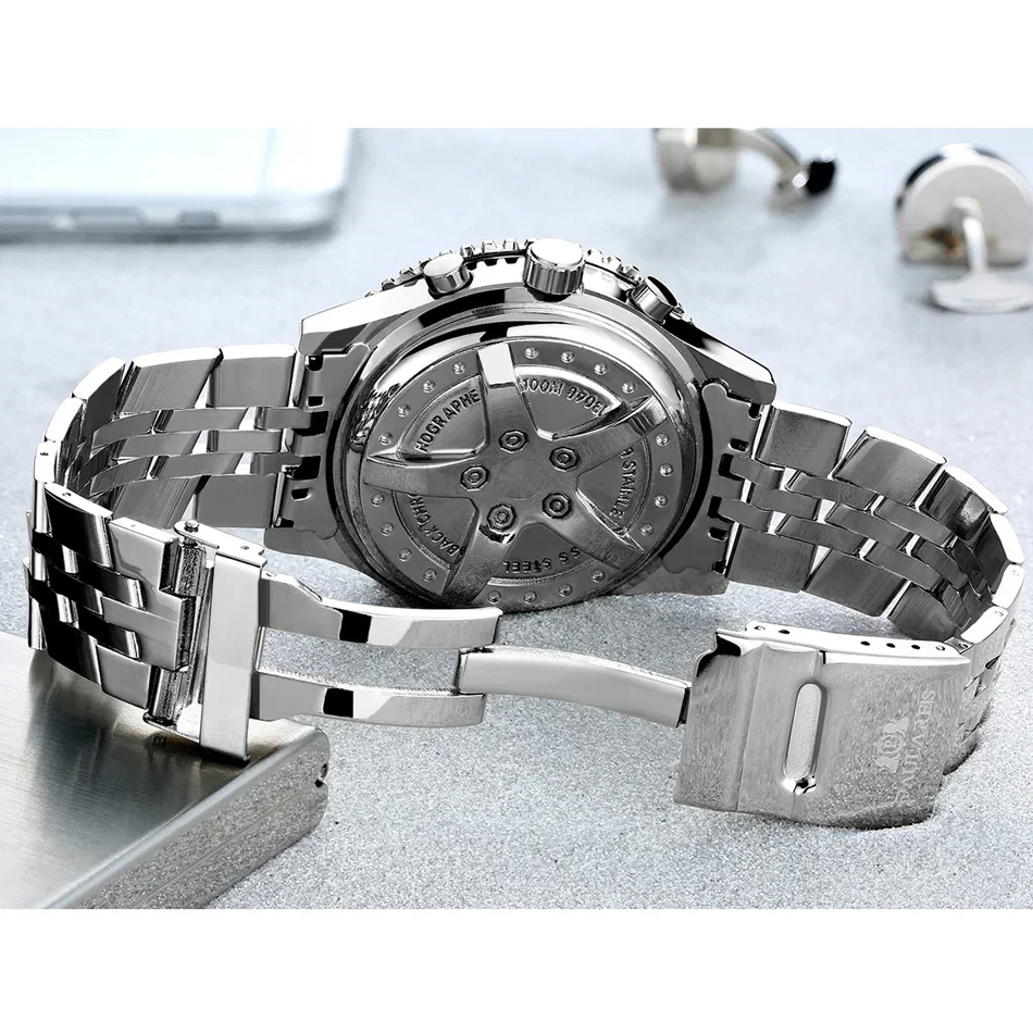 Automatic Watches for Men Mechanical Self Wind Leather Fashion Sports Blue Black White Big 50mm Classic Reloj Hombre Baratos - 6