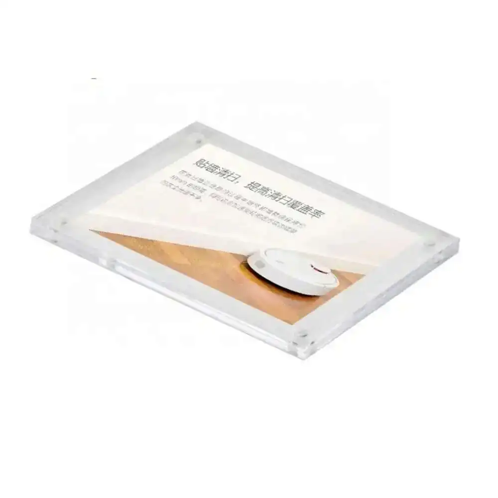 Acrylic Block Magnetic Mount Price Tag Display Wall Sticker Paper Info Frame Door Sign Holder Plate Name Card Cover