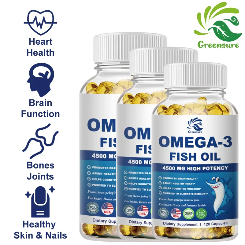 Fish Oil Capsules Greensure Omega 3 Support Brain & Nervous System Health Cardiovascular & Skin Health