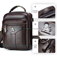 Sac à bandoulière pour hommes, sac en cuir à la mode, sac à bandoulière rétro tendance pour hommes avec couche supérieure en peau de vache 6