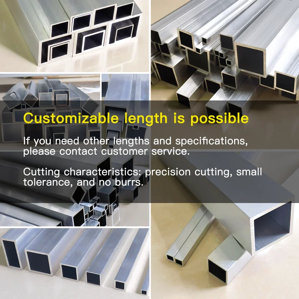 Aluminium Tube Aluminium alloy square tube width 6-50mm length 300 500mm Square profile DIY decoration Aluminum square tube Hollowtube