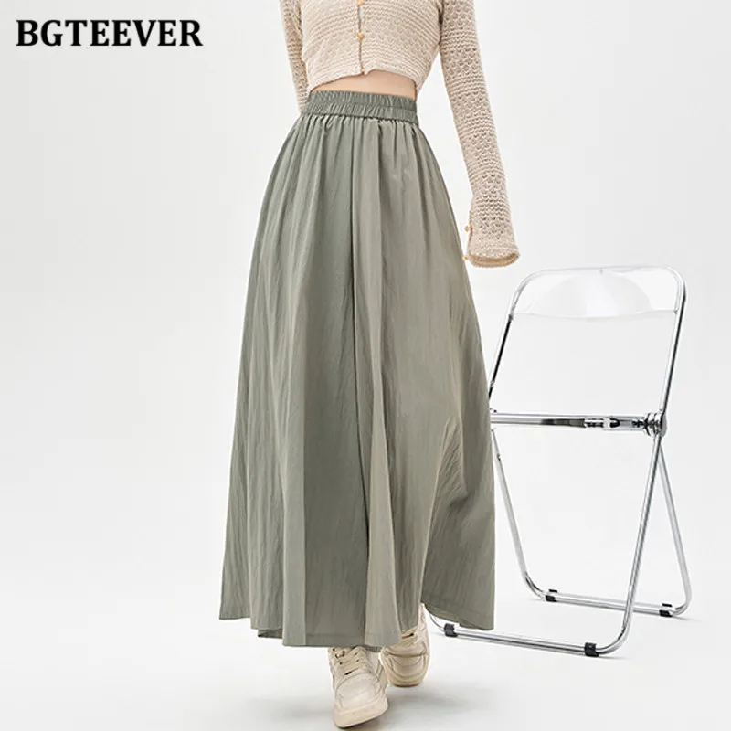 

Брюки BGTEEVER женские с широкими штанинами, повседневные свободные стильные штаны из хлопка и льна, с эластичным поясом, весна-лето