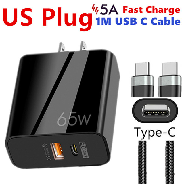 GaN Charger Dual Ports QC 3.0 PD 3.0 Quick Charge Fast Charging For iPhone 12 Pro Samsung Type C PD USB Mobile Phone Charger
