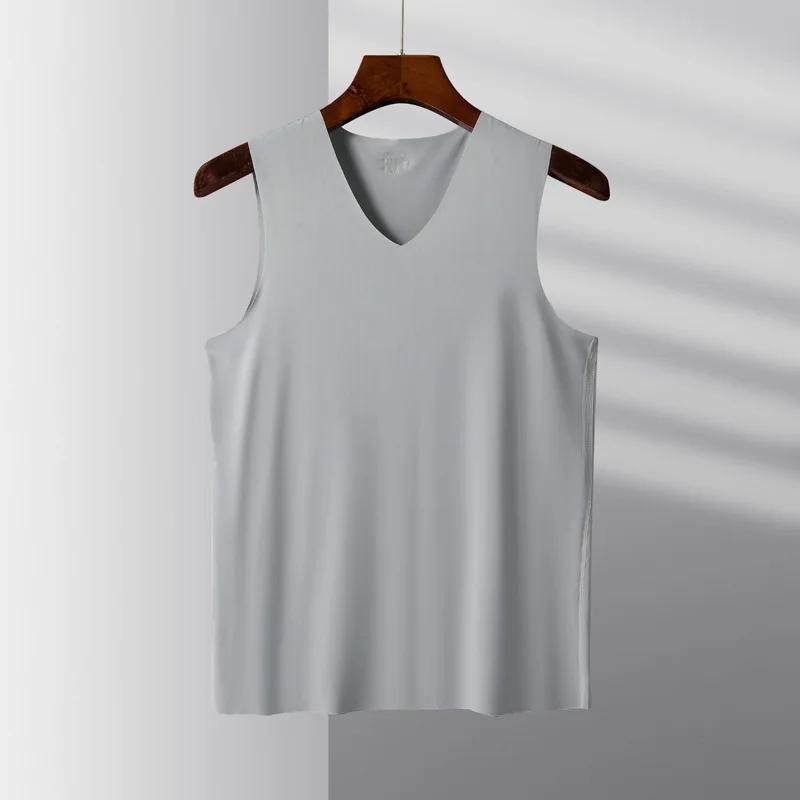 Men Ice Silk V Neck Breathable Summer Vest