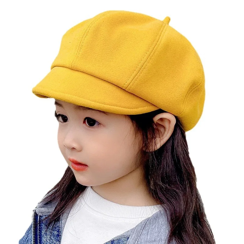 Autumn Winter Kids Newsboy Cap Boys Girls Octagonal Hat Vintage Soft Casual Berets Cap Visor Flat Hat Children Four Seasons Caps
