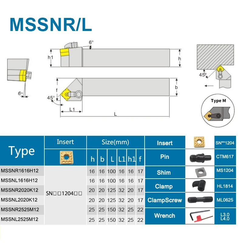 XCAN SNMG 카바이드 인서트 SNMG120404-HA, MSSNL MSNR 외부 터닝 공구, 거치대 MSNR1616 MSNR2020 MSNR2525 CNC 터닝 공구