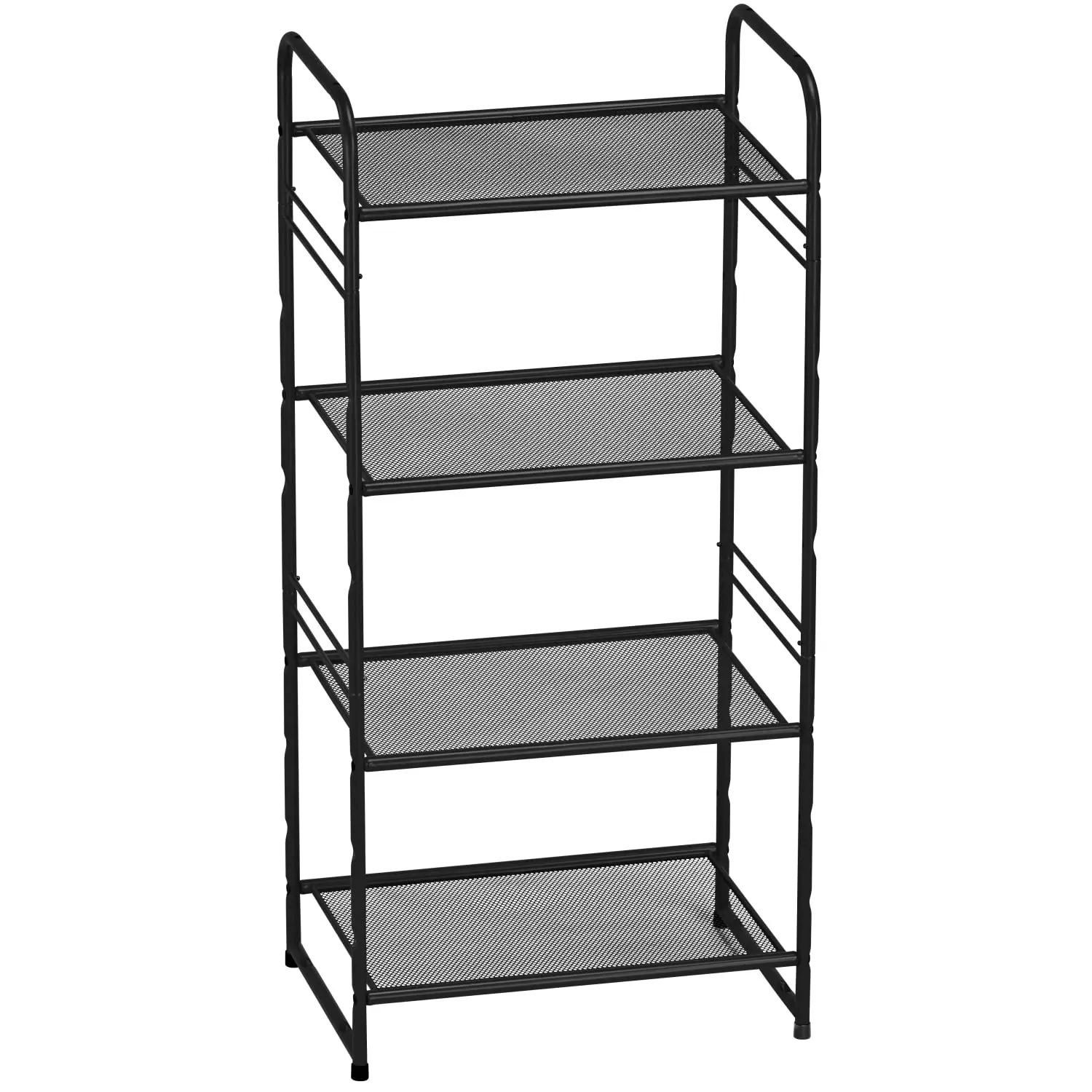 

4-Tier Storage Rack with Shelf Wire Shelving Unit Storage Rack, Stackable Extendable with Adjustable Shelf,Black