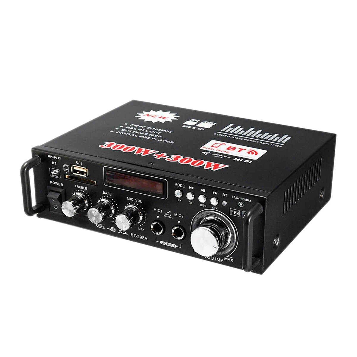 

600 Вт Bluetooth стерео усилитель звука для автомобиля Home HiFi Музыка SD USB FM AMP 12 В/220 В US Plug