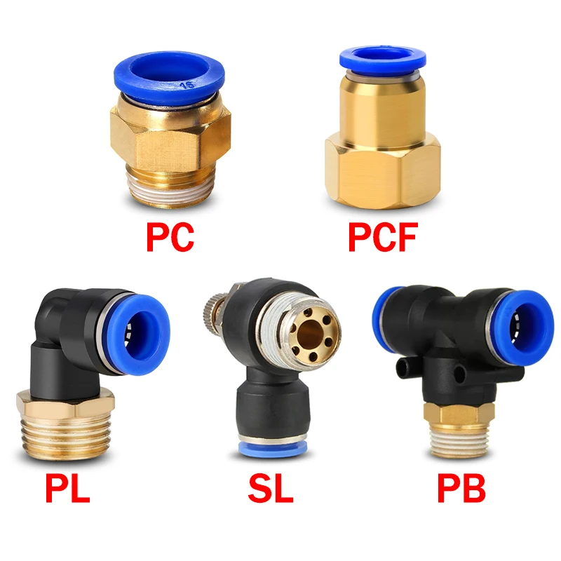 ขั้วต่อลม20/50ชิ้น, PC /pcf/pl/pb/sl 4มม. 6มม. 8มม. 1/8เกลียว1/4 3/8ท่อ1/2ข้อต่อท่อเชื่อมต่อด่วน 1