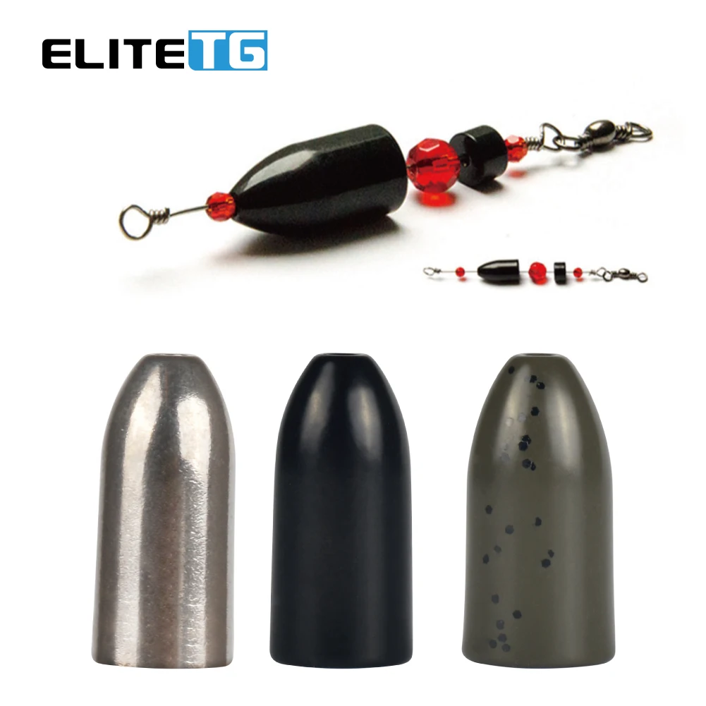 

Elite TG Tungsten Worm Weight 1.8-14g, Bass Bream Lure Bullet Fishing Sinkers Texas/Carolina Rig Lure Accessories