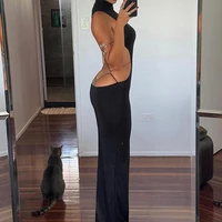 Sexy Backless Black Maxi Dresses For Women Summer Sleeveless Elegant Bodycon Halter Long Dress Casual Party Vestidos - Image 2