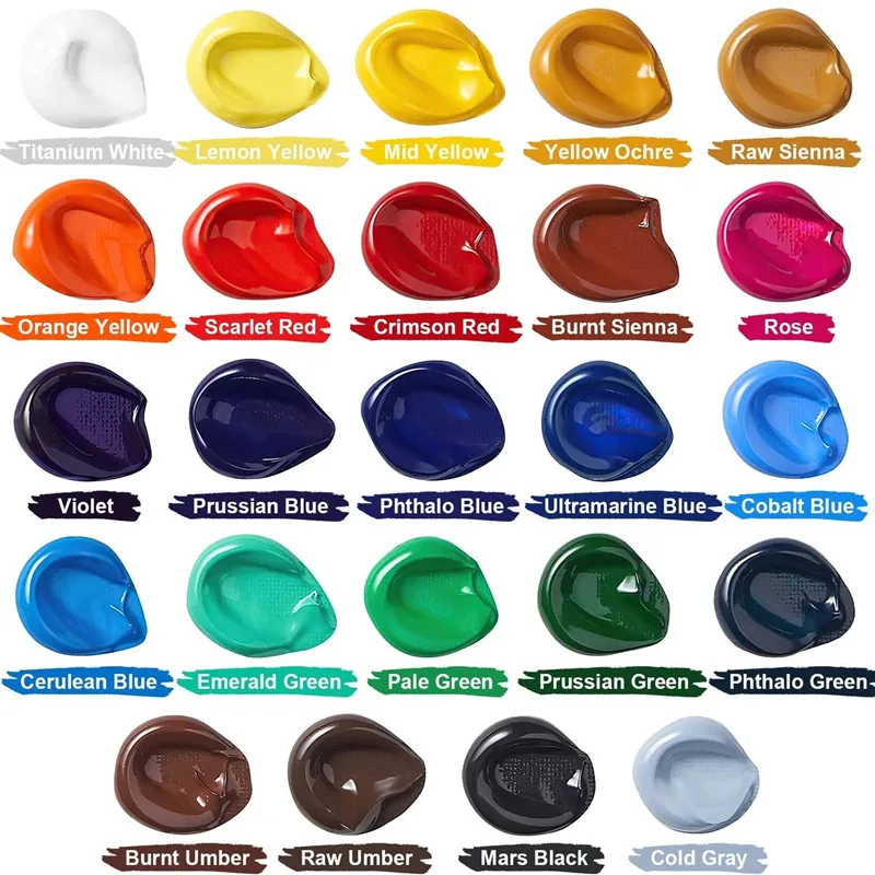 Acrylic Paint Set 12/24 Colors Craft Paint for Fabric/Clothing/Nail/Canvas/Rock Painting Waterproof Drawing Set Art Supplies acrylic paint set acrylic paint acrylic pigment fabric paint
