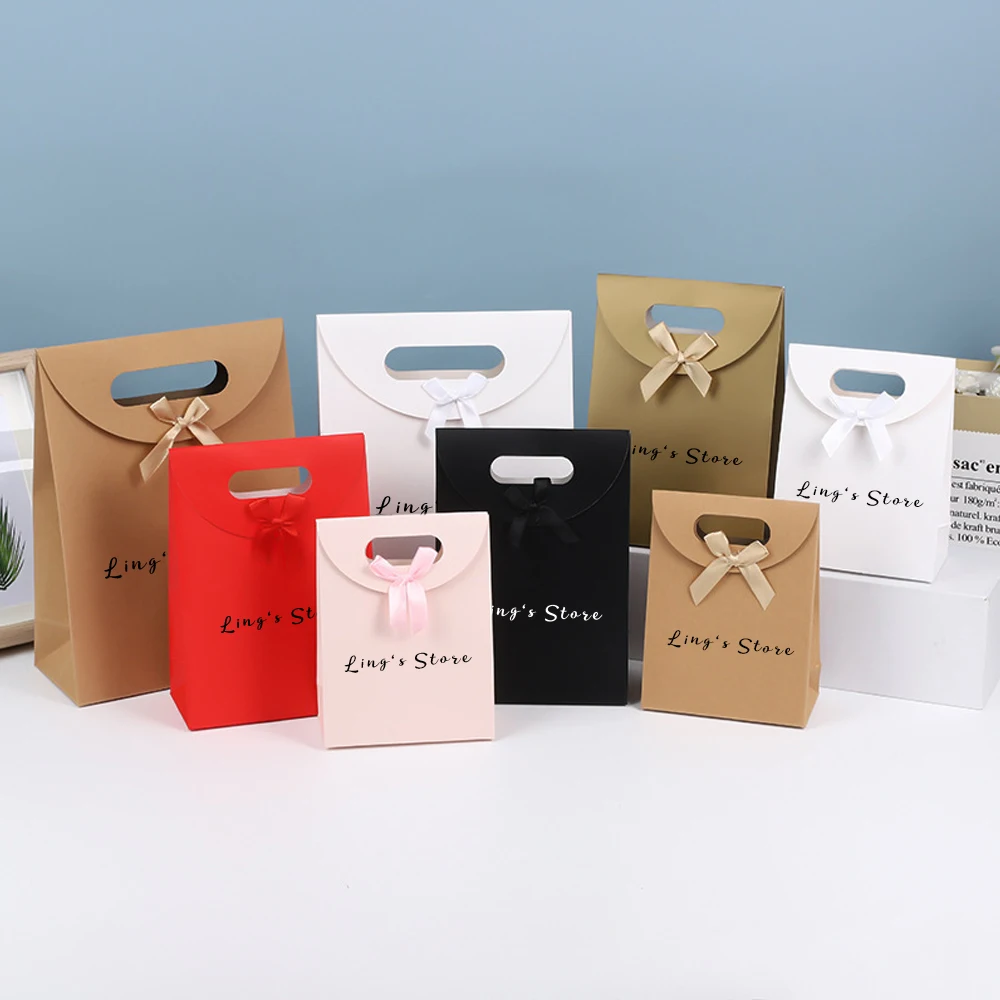 50 Stück Schmuckbeutel mit Papier-Schleifenverschluss, Geschenkverpackung, Handtasche, Kosmetikbeutel, Organizer für falsche Nägel, Uhren, Kleidung, Armbänder – Detail 3