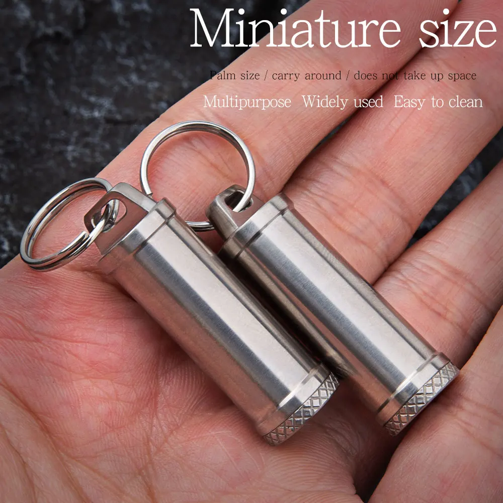 Titanium Alloy Sealed Bottle Small Mini Portable Waterproof Medicine Bottle Outdoor EDC First Aid Supplies