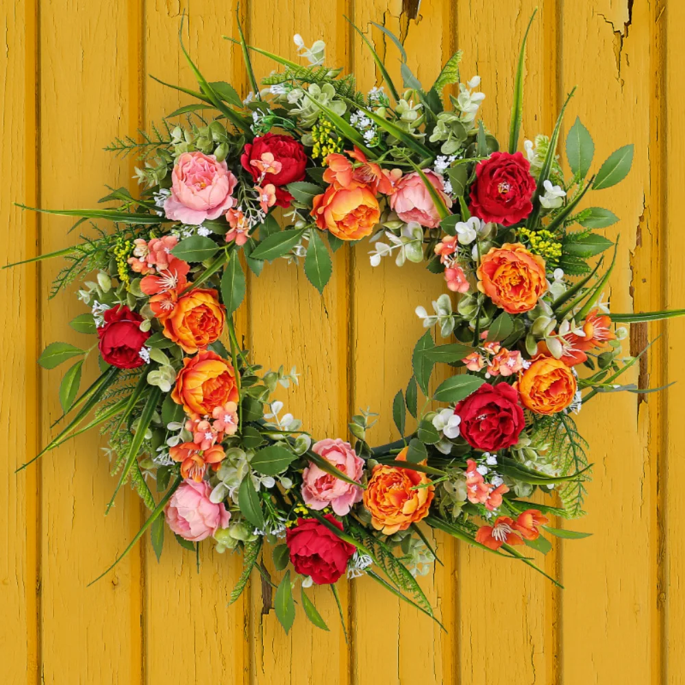 

Artificial Peony Wreath Garland Rattan Living Room Decor Wedding Party Wreath Flower Front Door Decoration Photography Props