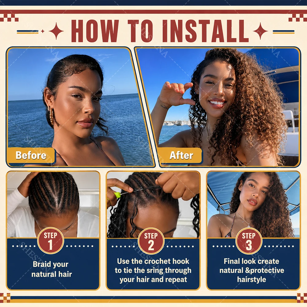 #33 Auburn Copper Small Spirals Curly Miracle Knots Crochet Human Hair For Braids Reddish Brown Afro Kinky Curly Crochet Bundles 5
