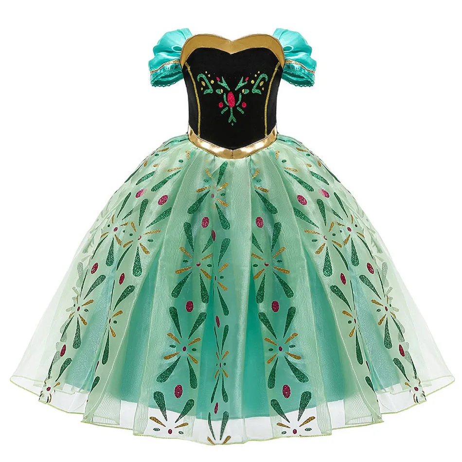 Girl Elsa Anna Dress Up Children Belle Snow White Jasmine Sofia Sleeping Beauty Fancy Halloween Costume Party Princess Clothes