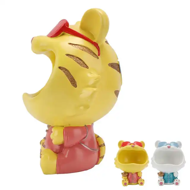 Key Sundries Konténer Candy Bowl Aranyos Tigrisszobor Gyanta Irodához - Image 3