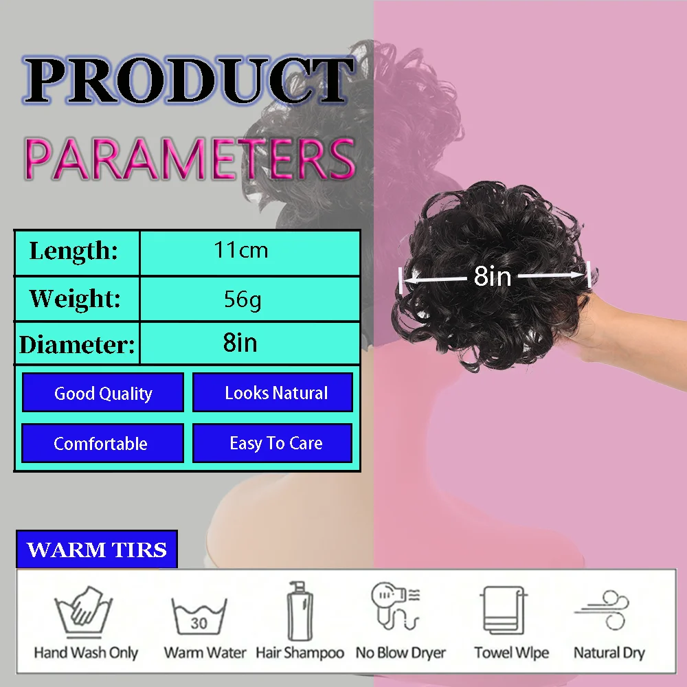 AOO wig for women, African small curly tail drawstring with hair comb style for women, fashionable braided hair rings for women