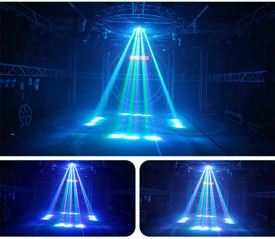 New 12Pcs RGB Spider Laser Light Led Beam Disco Projector Stage Light 3In1 Strob