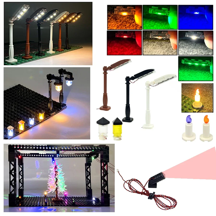 1Pcs DIY 0.8mm 핀 1x1 1x2 LED 조명 원격 제어 빌딩 블록 플래시 램프 도시 빛 광선 검 스포트라이트 촛불 램프 벽돌