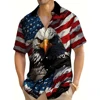 American Flag Print Veteran Men's Short Sleeve Shirt Fighting Eagle Comrade Party Wear Oversized Top 1