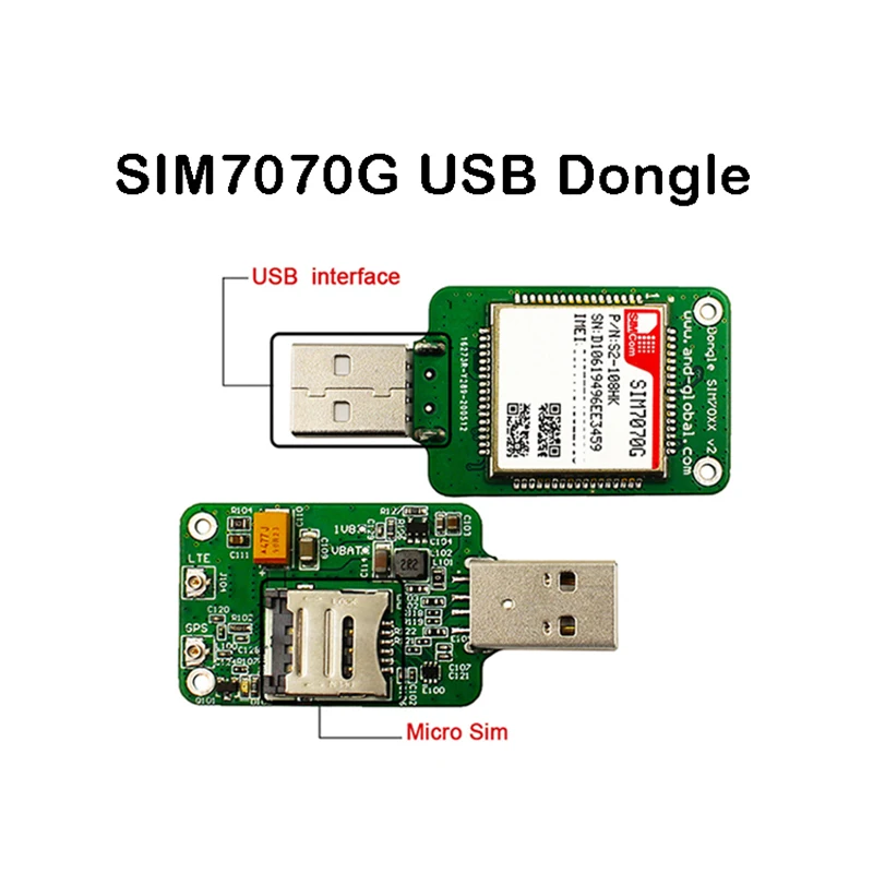 

SIMCOM LTE USB Dongle SIM7070G Multi-Band CAT-M NB-IoT GPRS module compatible with SIM7000/SIM800F/SIM900 CAT-M CAT-NB GSM/GPRS