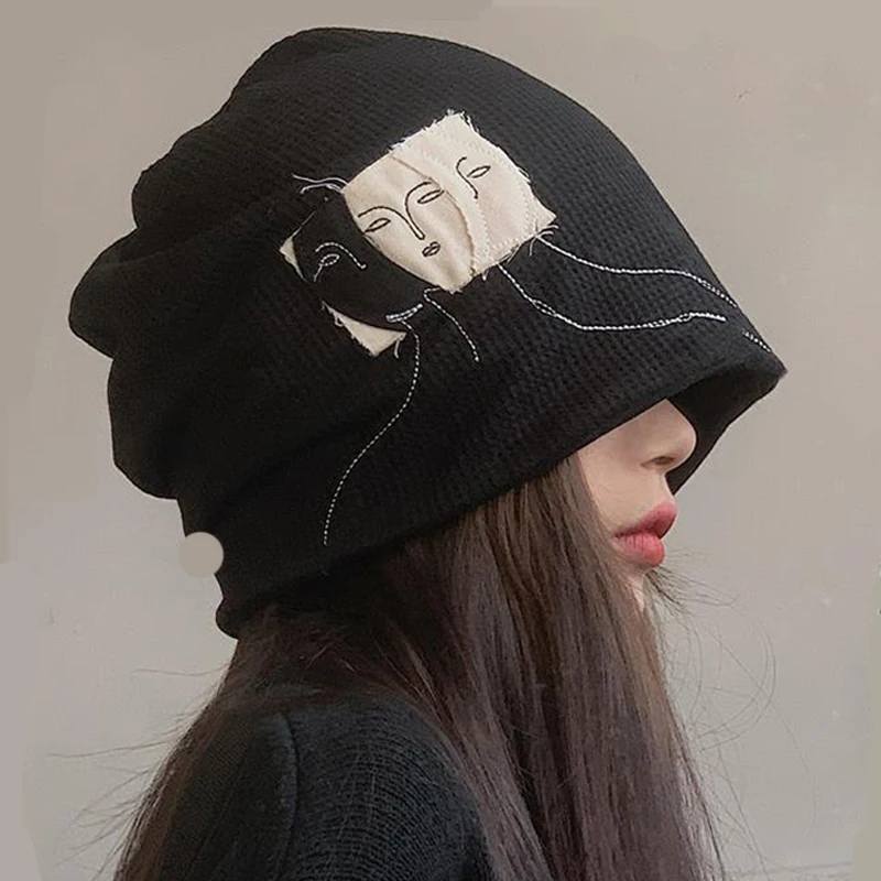 

Knitted Beanies Hat Women Solid Baggy Soft Warm Bonnet Spring Autumn Ins Korean Version Pullover Hats Ladies Stretch Slouchy Cap
