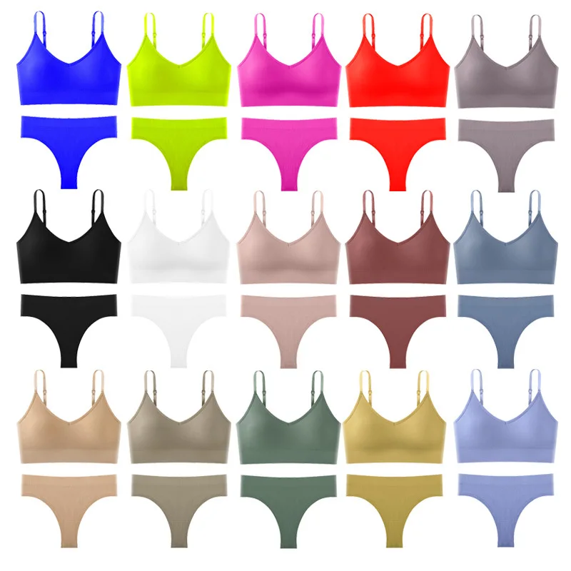 Sexy Bra Set Push Up Crop Tops Seamless Bras G-String Panties Women Beauty Back Brassiere Low Wasit Thong Lingerie Underwear Kit women lingerie set sexy bra set women underwear set