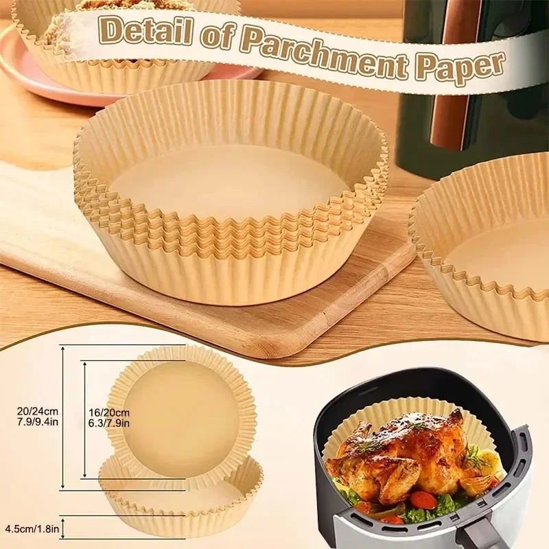 50/100PCS Air Fryer Disposable Paper Square Round Baking Paper Barbecue Plate NonStick Mat Kitchen Oven Oil Absorbing Paper Tool BEST SELLERS